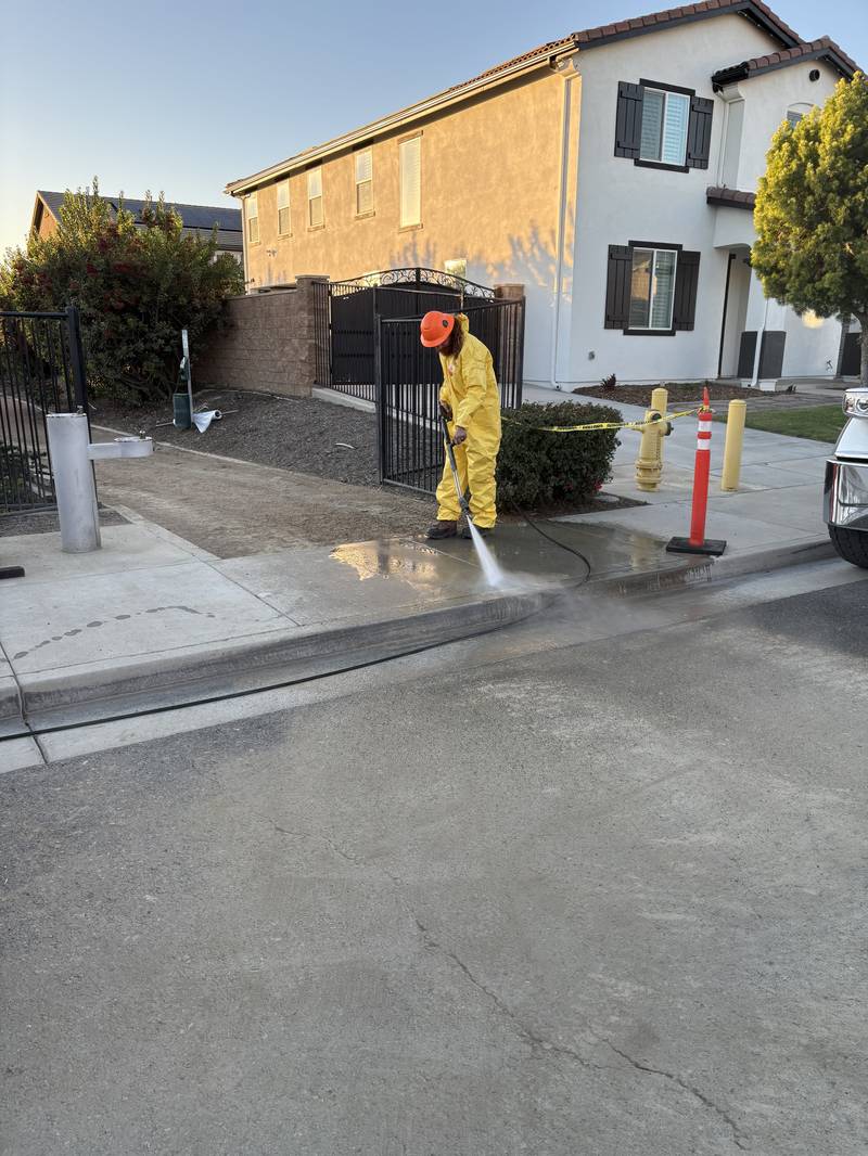 Steam cleaning equipment in action